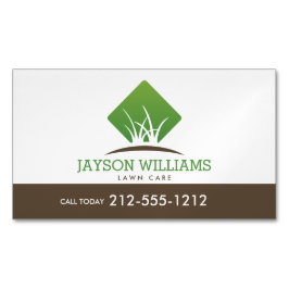 Cartão De Visitas Magnético Logotipo de Grama Moderno para Cuidados de Lâmina/