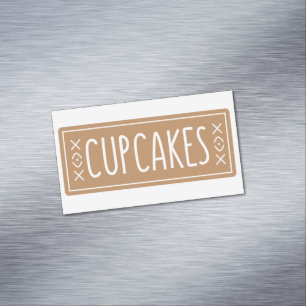 Cartão De Visitas Magnético Logotipo de Padaria de Cupcakes Vintage