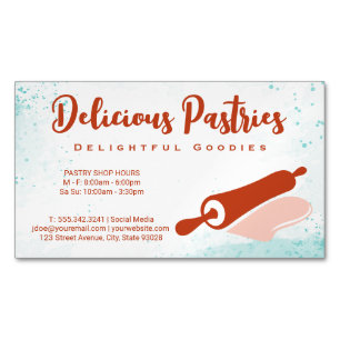 Cartão De Visitas Magnético Logotipo de Rolo de Massa Pastelaria