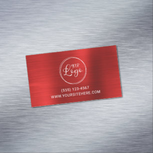 Cartão De Visitas Magnético Logotipo Empresarial Faux Vermelho Brilhante Foil