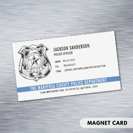 Cartão De Visitas Magnético Logotipo fino da linha azul do Departamento de Pol
