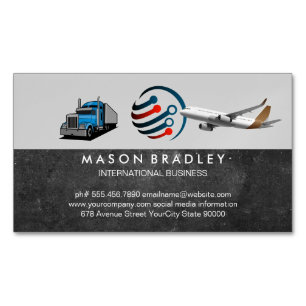 Cartão De Visitas Magnético Logotipo Global Caminhão Semi-Reboque Avião Co