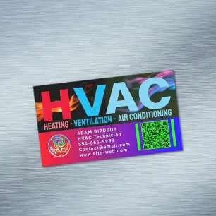 Cartão De Visitas Magnético Logotipo Personalizado da Empresa de HVAC e Código