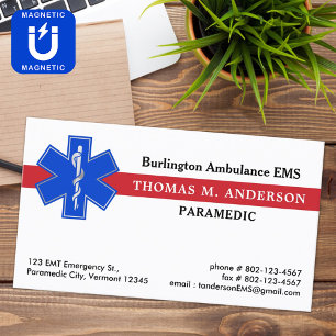 Cartão De Visitas Magnético Logotipo Personalizado Da Estrela Ambulante Do EMS