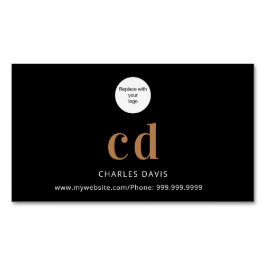 Cartão De Visitas Magnético Logotipo preto monograma - iniciais minimalista