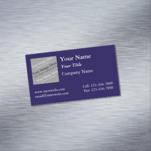 Cartão De Visitas Magnético Logotipo Quadrado Personalizado Fundo Azul Texto B