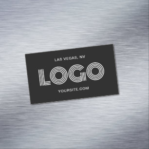 Cartão De Visitas Magnético Logotipo Retangular Moderno Preto e Branco