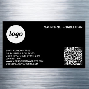 Cartão De Visitas Magnético Logotipo Simples e Código QR