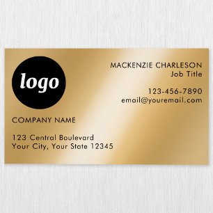 Cartão De Visitas Magnético Logotipo Simples e Efeito Dourado em Texto