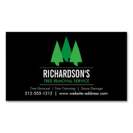 Cartão De Visitas Magnético Logotipo verde do Serviço de Árvore Negrito/Preto