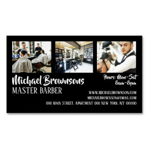 Cartão De Visitas Magnético Loja de homem de cabelo barbeiro foto personalizad