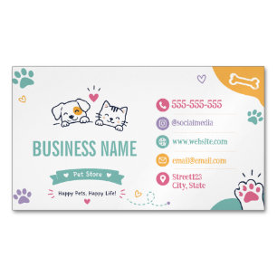 Cartão De Visitas Magnético Loja de Pet Personalizada Divertida