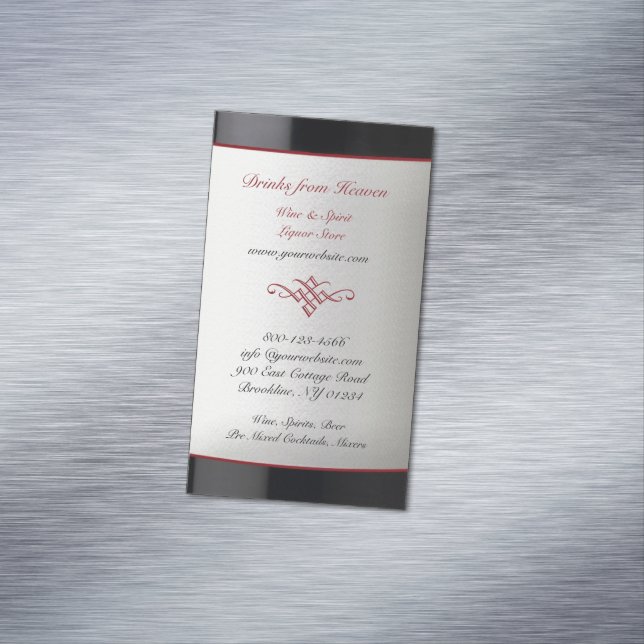 Cartão De Visitas Magnético Loja de Vinhos Líquidos (Posição Original)