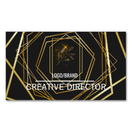 Cartão De Visitas Magnético Luxo Preto & Ouro Minimal Profissional Empresarial