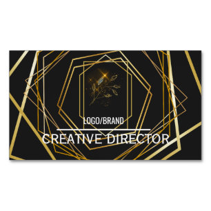 Cartão De Visitas Magnético Luxo Preto & Ouro Minimal Profissional Empresarial