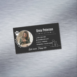 Cartão De Visitas Magnético Luxuoso Minimalista Carteirinha de Pet Sitter Pret