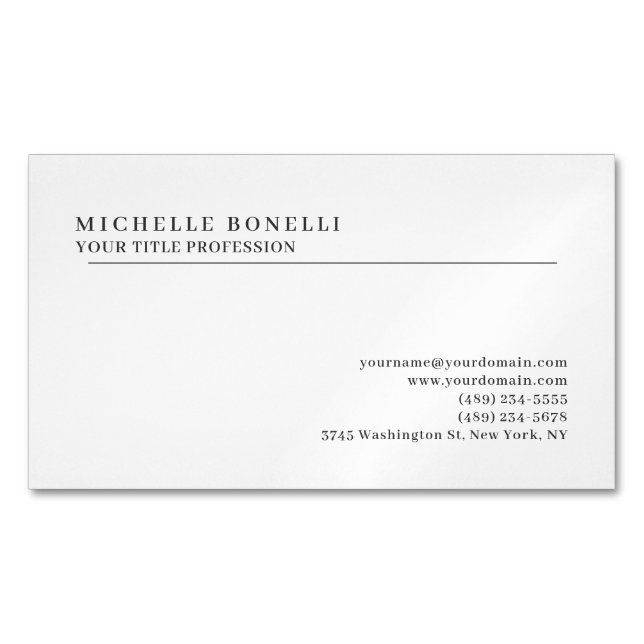 Cartão De Visitas Magnético Luxury Linen Classical Plain Professional (Frente)
