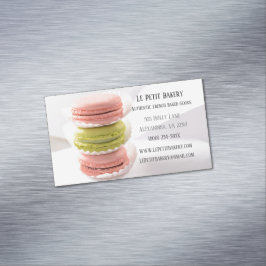 Cartão De Visitas Magnético Macarões verdes cor-de-rosa Comida pastelaria pada