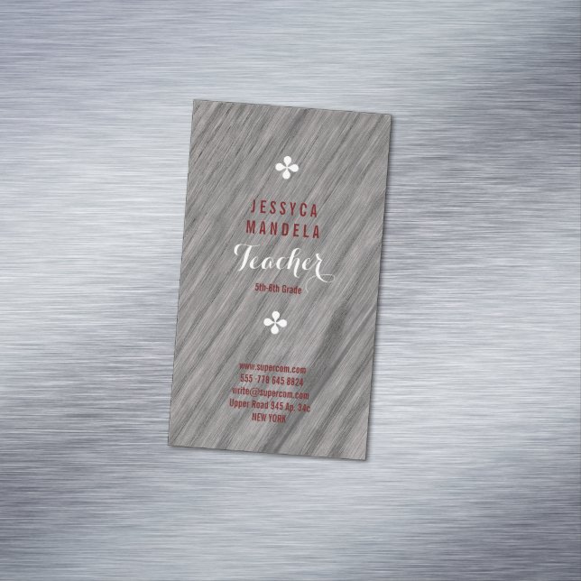 Cartão De Visitas Magnético Madeira de carvalho branca, castanha, branca (Posição Original)