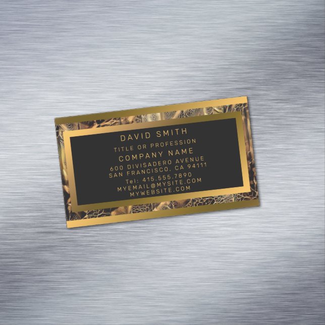 Cartão De Visitas Magnético Madeira exclusiva de luxo Dourada (Posição Original)