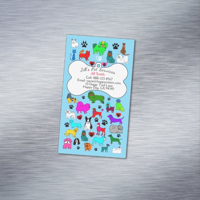 Cartão De Visitas Magnético Magneta Pet Sitting, Grooming & Veterinary Service (Posição Original)