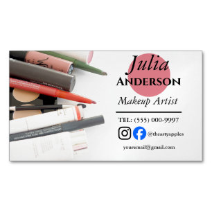 Cartão De Visitas Magnético Makeup Artist MUA simples foto pequena empresa