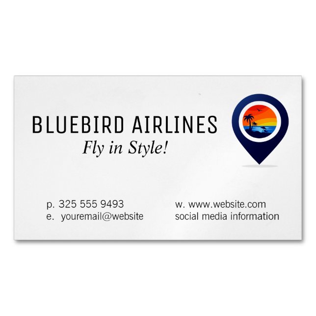 Cartão De Visitas Magnético Map of the World | Tropical Island (Frente)