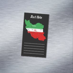 Cartão De Visitas Magnético Mapa do Irã com Bandeira e Emblema