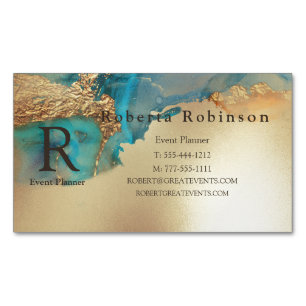 Cartão De Visitas Magnético Marble Dourado