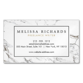 Cartão De Visitas Magnético Mármore branco mínimo luxo profissional