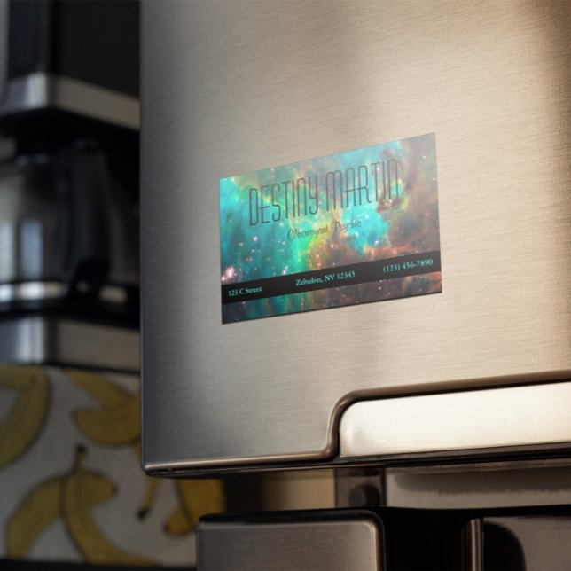 Cartão De Visitas Magnético Metafísica Celestial Verde Aqua (Create Your Own Aqua Green Celestial Photo Business Card Magnets)