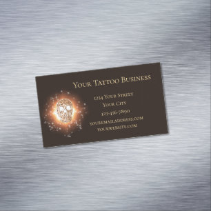 Cartão De Visitas Magnético Metálico Gótico Gótico Legal e Dourado Glitter