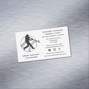Cartão De Visitas Magnético Mídia social instrutora de softball treinador de b