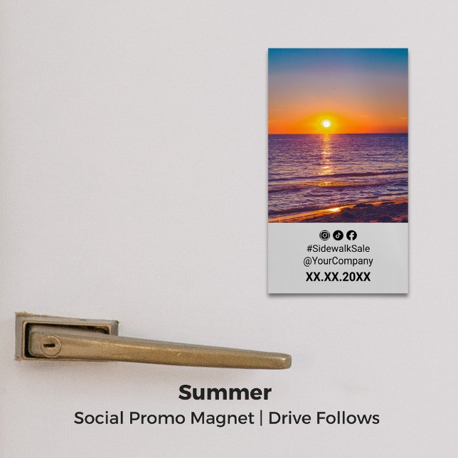 Cartão De Visitas Magnético Mídia social sunset ・ Imagem proeminente de layout (Sunset Social Media · Portrait Layout Promo Magnet)