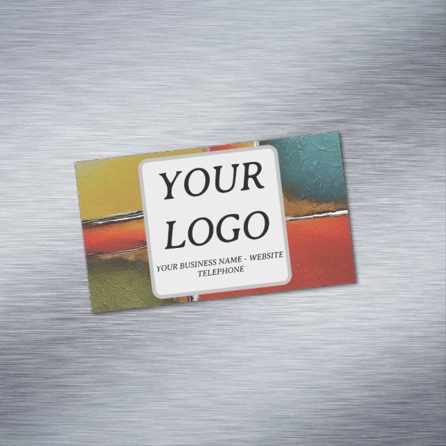 Cartão De Visitas Magnético Minimalismo de cor bloqueando o Promocional comerc (Posição Original)