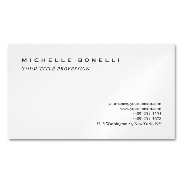 Cartão De Visitas Magnético Minimalist Classical Plain Professional (Frente)
