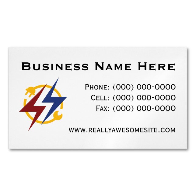 Cartão De Visitas Magnético Minimalist Professional Electrician Magnet (Frente)