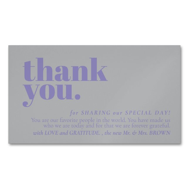 Cartão De Visitas Magnético Minimalist Thank You note left Lavender Silver (Frente)