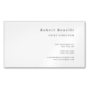 Cartão De Visitas Magnético Minimalista Moderno Branco Simples