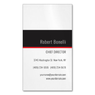 Cartão De Visitas Magnético Minimalista Pérola Moderna Cinza Branco Vermelho