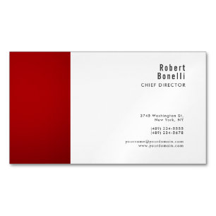 Cartão De Visitas Magnético Minimalista Vermelho Branco Moderno Tamanho Padrão