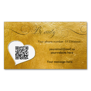 Cartão De Visitas Magnético Mínimo elegante de ouro fino Qr code Beausalon