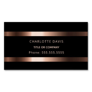 Cartão De Visitas Magnético Mínimo-elegante rosa de ouro preto