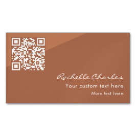 Cartão De Visitas Magnético Modern Elegant Copper Tan QR Code 