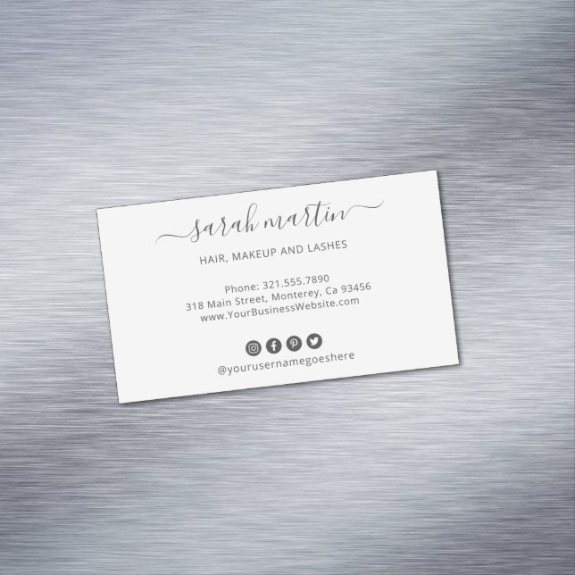 Cartão De Visitas Magnético Modern Social Media Icons Elegant (Posição Original)