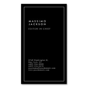 Cartão De Visitas Magnético Moderno Borda Preto Branco Tendência