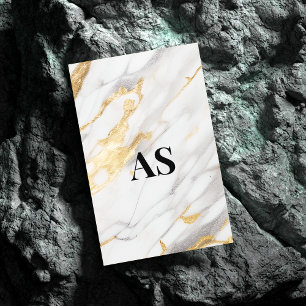 Cartão De Visitas Magnético Monograma de bolhas de ouro branco elegante