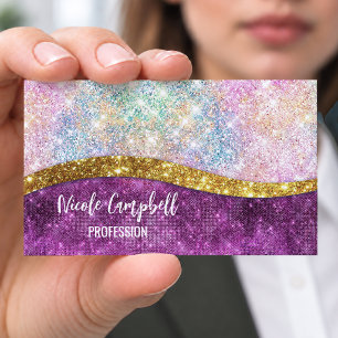 Cartão De Visitas Magnético Monograma dourado fúcsia iridescente fofo falso br