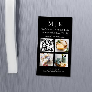 Cartão De Visitas Magnético Monograma ou Adicionar logotipo Código QR 3 Foto