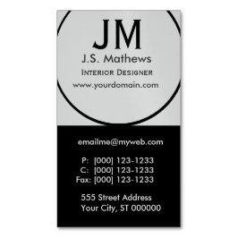 Cartão De Visitas Magnético Monograma preto incorporado do designer de